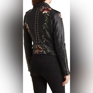 BLANK NYC floral studded moto jacket size small!